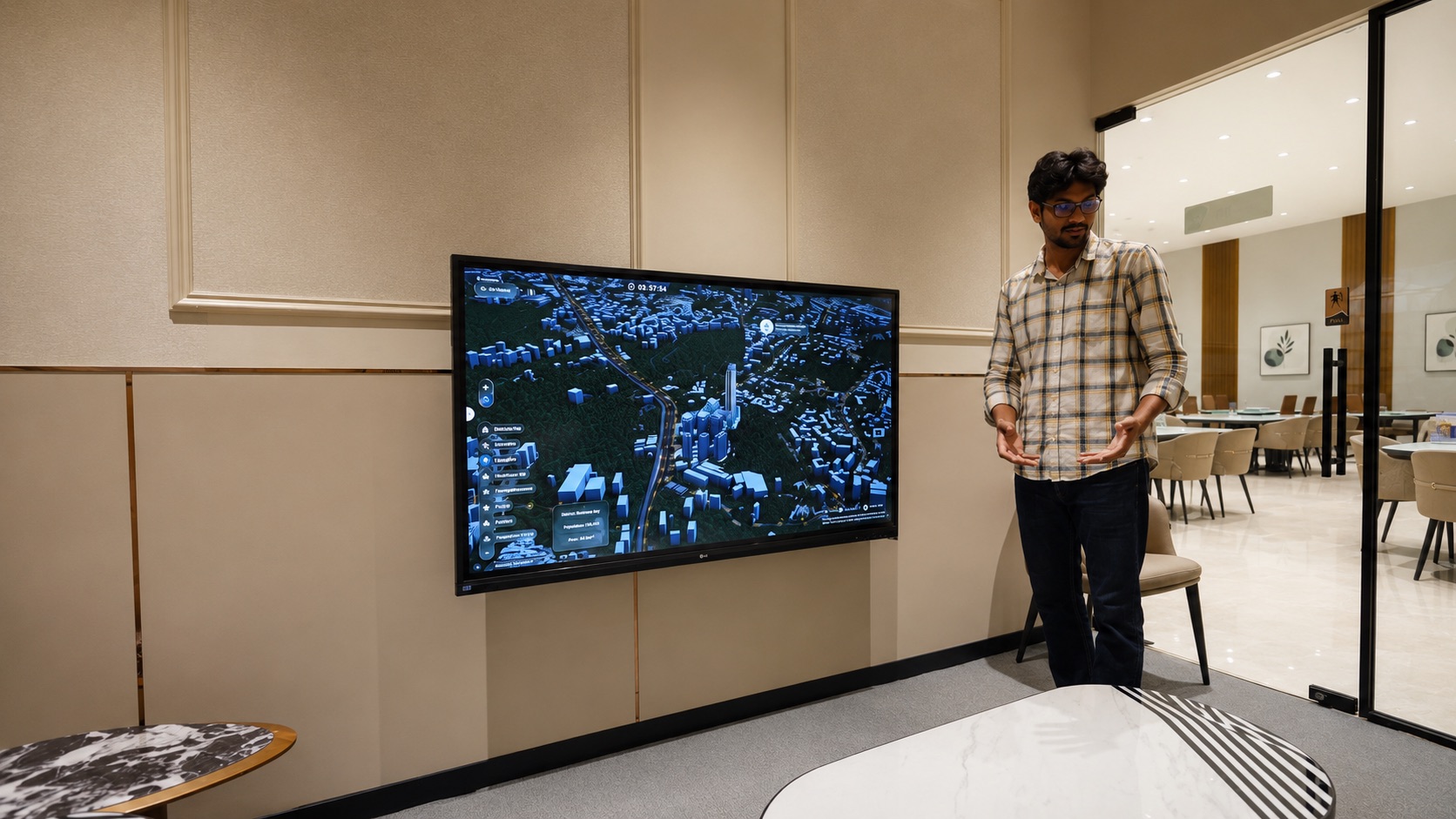 3D project vicinity view shown on a real estate interactive sales tool