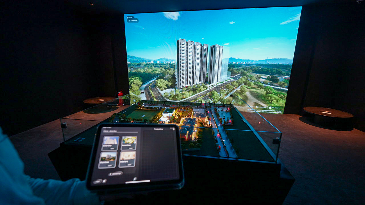 LED walls, interactive tables, IoT-enabled scale models, tablets