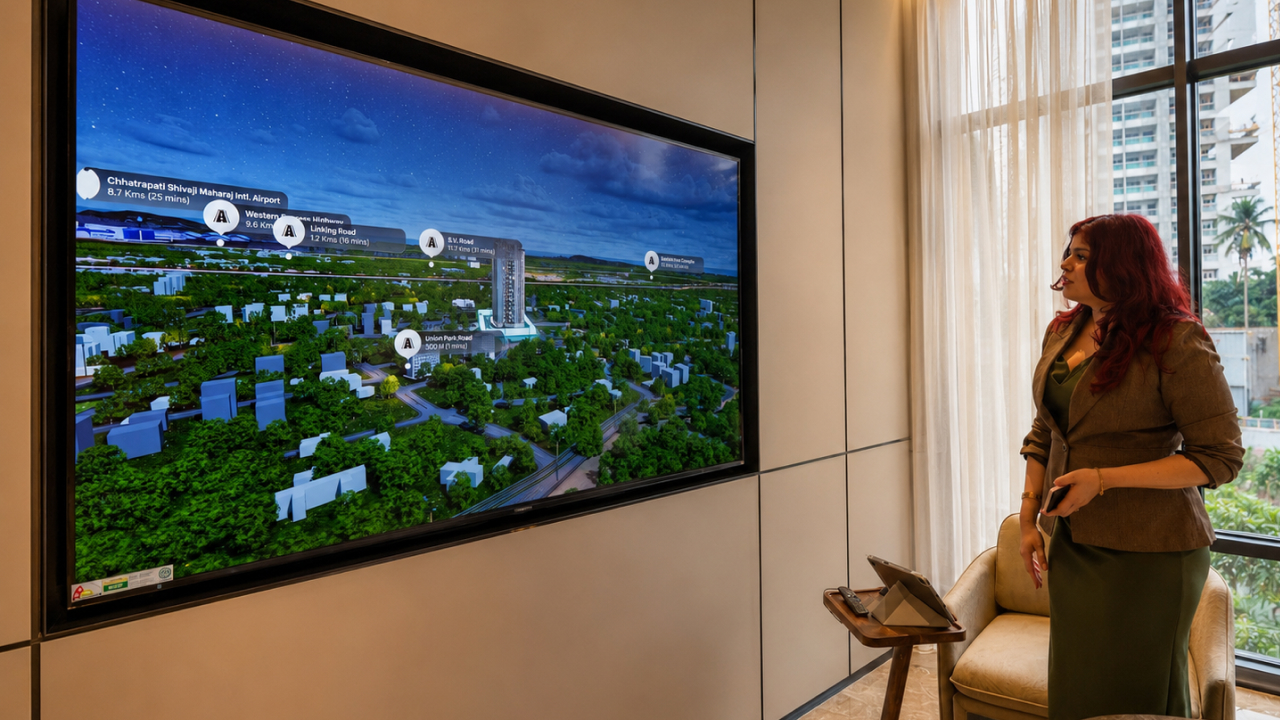 Consultant presenting interactive location and connectivity mapping