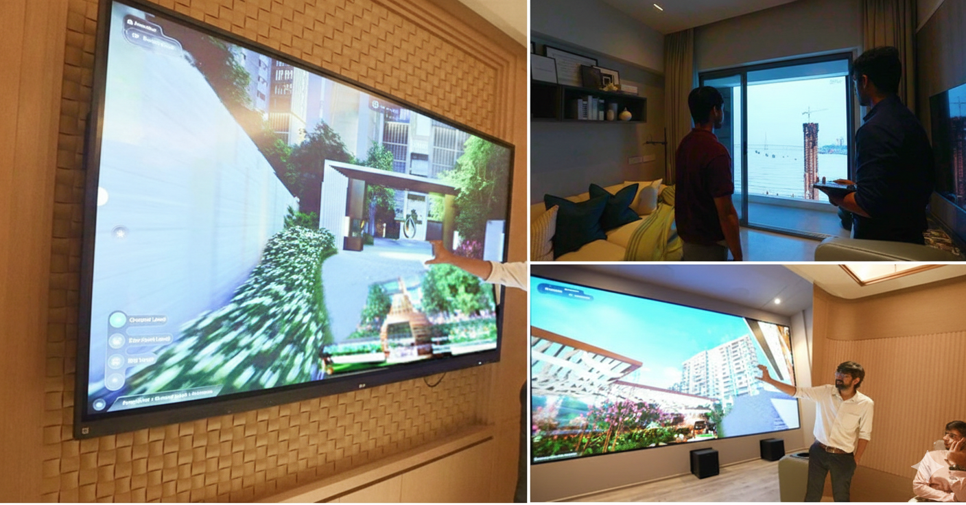 large tv showcasing window view