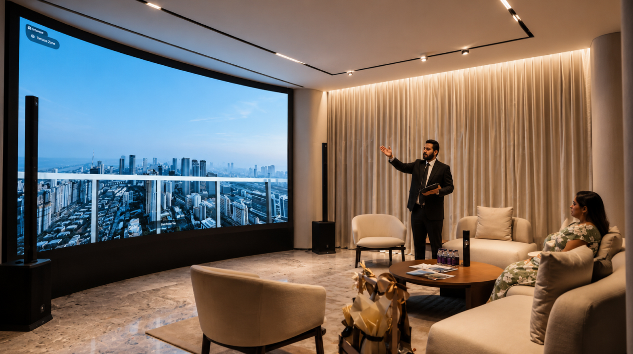 Immersive curve screen with ipad at runwal raaya