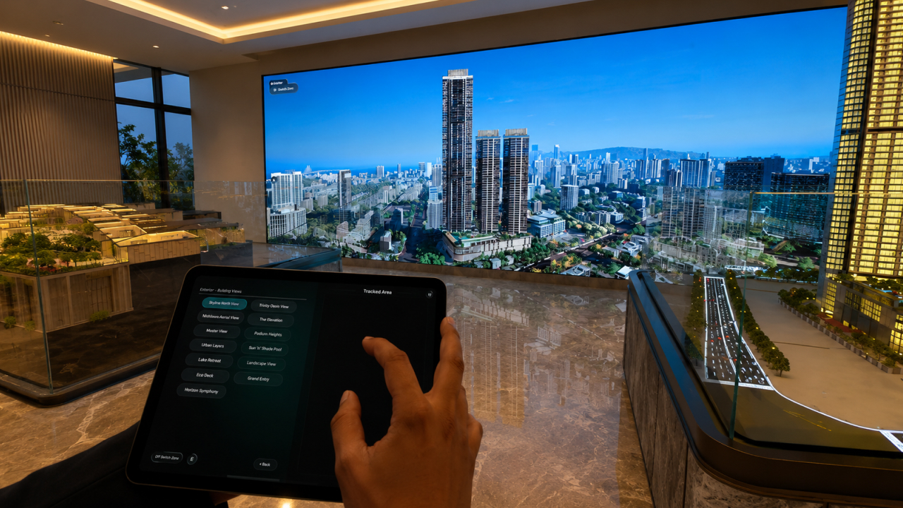 Immersive large display with iot scale model conncted with ipad