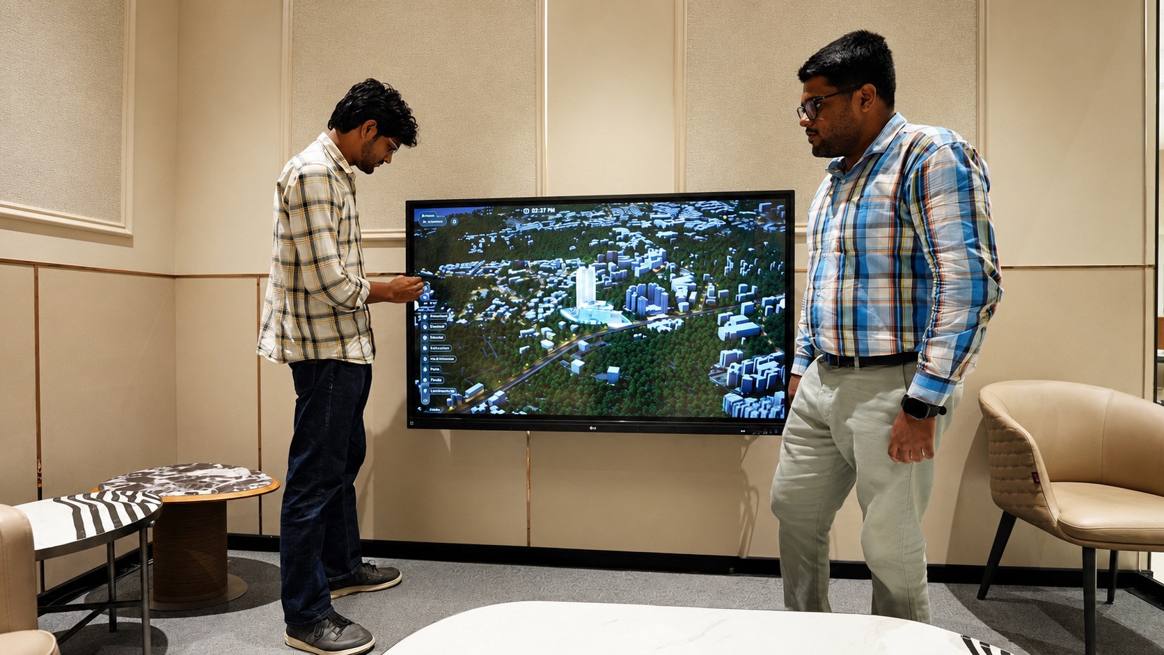Interactive 3D real estate map on sales display