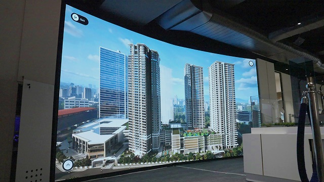 Interactive property presentation showcasing a rooftop pool and amenities