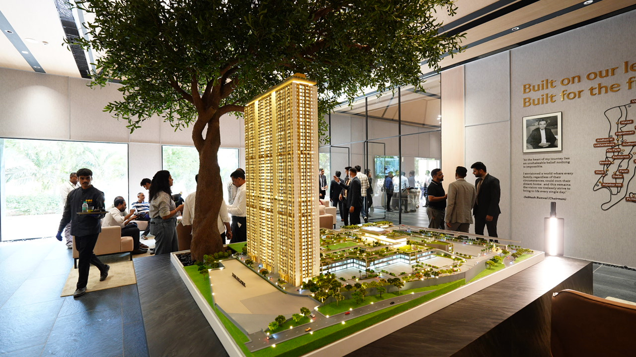 Real estate sales gallery with scale model