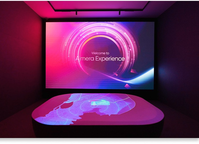 interactive experience with large led display and screen
