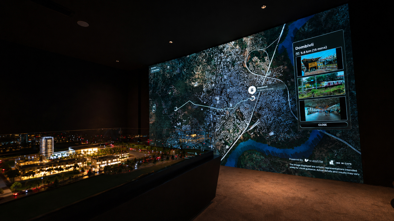 interactive vicinity mapping displayed inside real estate experience centre
