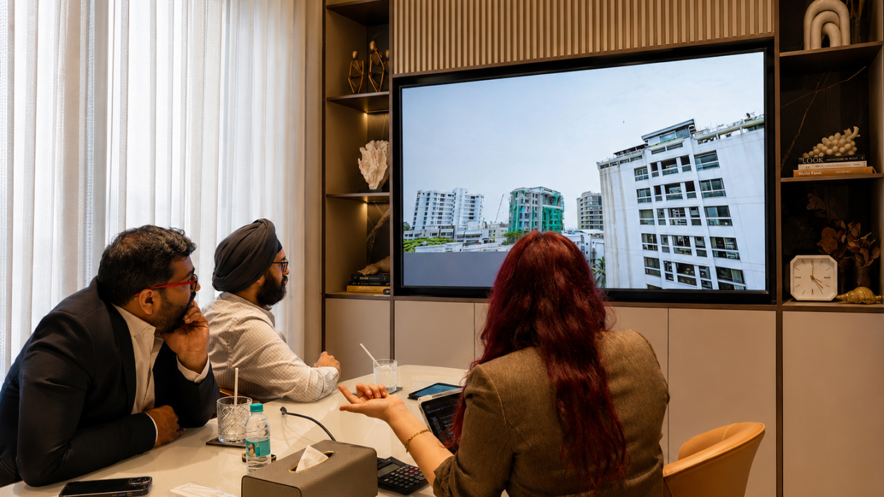 real estate project view on an interactive screen